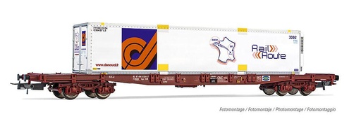 [JOUEF HJ6243  ] JOUEF HJ6243  1/87   TOUAX, wagon à 4 essieux. Wagon porte-conteneurs S70 avec caisse mobile Rail Route 