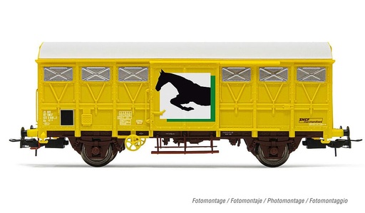 [JOUEF HJ6232  ] JOUEF HJ6232  1/87   SNCF, wagon de marchandises couvert à 2 essieux Gs pour le transport de chevaux, jaune 