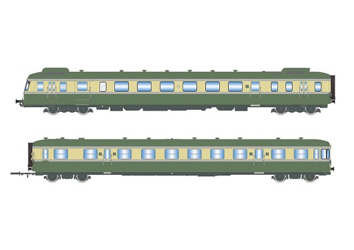 [JOUEF HJ2420  ] JOUEF HJ2420   H0  SNCF, automotrice diesel à 2 éléments RGP II X 2712 avec remorque XR 7714 