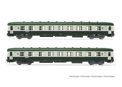 [JOUEF HJ4182  ] JOUEF HJ4182   H0  SNCF, coffret de 2 voitures voyageurs 2ème classe DEV AO U59 (ex A9 