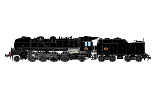 [JOUEF HJ2431S  ] HJ2431S SNCF, locomotive à vapeur 141 R 484, avec 3 feux avant et tender à charbon, livrée noire, dépôt Hausbergen, ép. III, avec décodeur sonore
