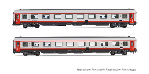 [RIVAROSSI HR4351  ] RIVAROSSI HR4351  1/87   FS, set de 2 voitures de 1ère classe Gran Confort, Progetto 901, Frecciabiancamit avec accès rouges. 