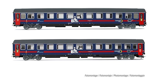 [RIVAROSSI HR4357  ] RIVAROSSI HR4357  1/87   FS, coffret de 2 voitures voyageurs 2ème classe UIC-Z1, Progetto 901, Intercity Notte Basic 