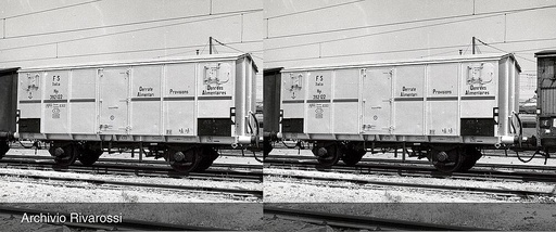 [RIVAROSSI HR6562  ] RIVAROSSI HR6562  1/87   FS, coffret de 2 wagons à 2 essieux. Wagon frigorifique Ifms, avec parois en tôle, gabarit de véhicule UK, argenté avec rouge 