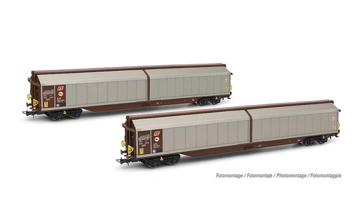 [RIVAROSSI HR6597  ] RIVAROSSI HR6597   H0  FS, set de 2 wagons à parois coulissantes Habillss 