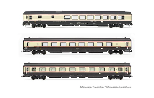 [RIVAROSSI HR4358  ] RIVAROSSI HR4358   H0  FS, coffret de 3 voitures voyageurs IC 572/579 Petruzzelli, Milan - Bari 