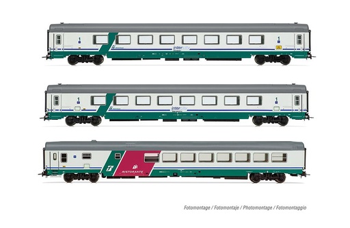 [RIVAROSSI HR4359  ] RIVAROSSI HR4359   H0  FS, coffret de 3 voitures IC 507/530 pour trains voyageurs Sila, Turin - Reggio Calabria 