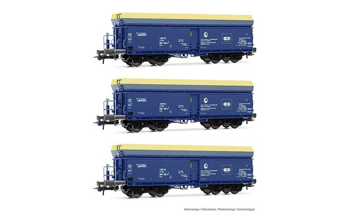 [RIVAROSSI HR6589  ] RIVAROSSI HR6589   H0  PKP Cargo, Coffret de 3 wagons à 4 essieux. Wagon à déchargement automatique 