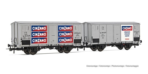 [RIVAROSSI HR6606  ] RIVAROSSI HR6606   H0  FS, set de 2 pièces, 2 essieux. Wagon frigorifique Hgb, version avec parois en tôle 