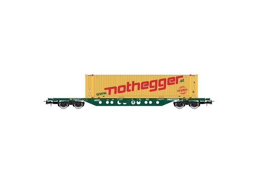 [RIVAROSSI HR6613  ] RIVAROSSI HR6613   H0  CEMAT, wagon à 4 essieux. Wagon porte-conteneurs Sgnss 