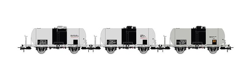 [RIVAROSSI HR6517  ] RIVAROSSI HR6517  1/87   FS, Coffret de 3 pièces, 2 essieux. Wagon-citerne VZekk, citerne de 27 m3, argenté avec bandes noires 