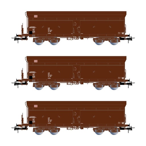 [RIVAROSSI HR6520  ] RIVAROSSI HR6520  1/87   DB AG, Coffret de 3 wagons à 4 essieux. Wagon à déchargement automatique Fals164, brun 