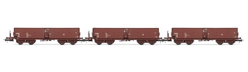 [RIVAROSSI HR6521  ] RIVAROSSI HR6521  1/87   DR, Coffret de 3 wagons à 4 essieux. Wagon à déchargement automatique Fal-zz,Marron 