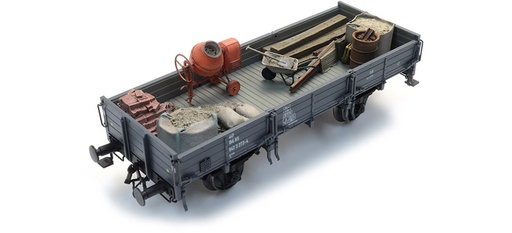 [Artitec 28.126  ] Chargement : matériaux de construction, entre autres, wagon de sable H0 1:87 Modèle fini en résine, peint Artitec 28.126  