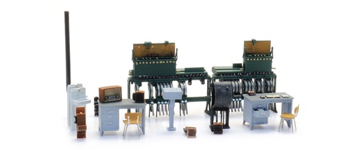 [Artitec 10.414  ] Poste d'aiguillage Aménagement intérieur avec banc de levier H0 1:87 Kit de construction en résine et pièces gravées, non peintes Artitec 10.414  