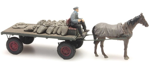 [Artitec 387.276  ] Chariot à charbon avec cheval H0 1:87 Modèle fini en résine, peint Artitec 387.276  