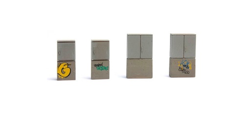 [Artitec 387.375  ] DE Boîtiers électriques avec graffiti H0 1:87 Modèle fini en résine, peint Artitec 387.375  