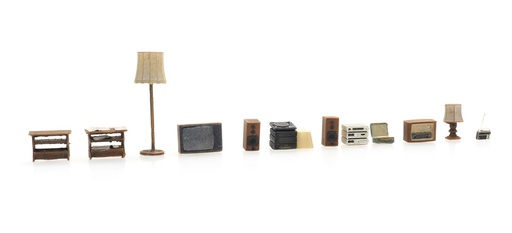 [Artitec 387.508  ] Equipement de salon : lampes, TV, radio H0 1:87 Modèle fini en résine, peint Artitec 387.508  