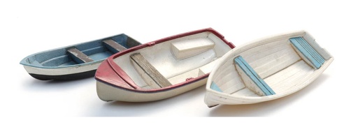 [Artitec 387.615  ] Bateaux à rames en polyester (3x) H0 1:87 Modèle fini en résine, peint Artitec 387.615  
