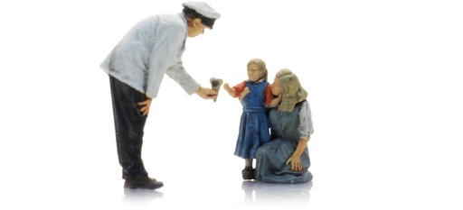 [Artitec 5870101  ] Vendeur de glaces avec mère et enfant (3x) H0 1:87 Modèle fini Figurines, peintes Artitec 5870101  