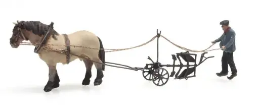 [Artitec 316.068  ] Cheval et charrue N 1:160 Modèle fini en résine, peint Artitec 316.068  