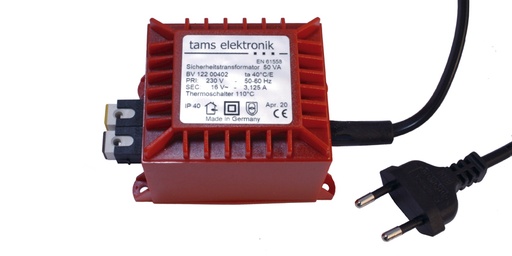 [70-09030-01] Transformateur de tension alternative, 50 VA - 16 V - 3,125 A Tams Elektronik 70-09030-01 