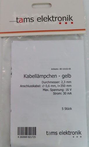 [80-10102-05] Ampoules à fil, jaune, T2.3 mm, 16 V, paquet de 5 Tams Elektronik 80-10102-05 