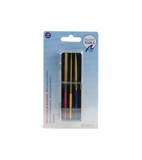 [Artesania Latina 27015-3  ] SET OF 3 MINI DIAMOND FILES 100 mm. In transparent case Artesania Latina 27015-3 