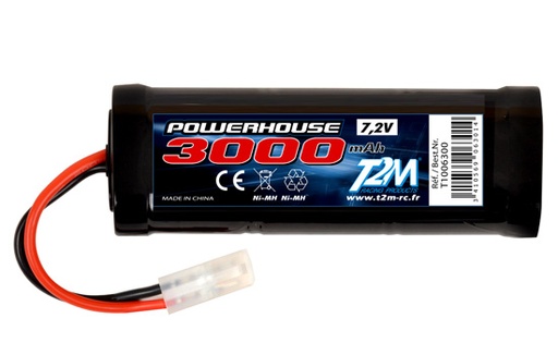 T2M T1006300 Accu NI-MH 3000/7,2v avec prise Tamiya  Cable AWG 12