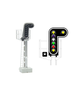 [MAFEN 413212  ] SNCF - Signal principal avec 8 LEDs (double jaune/violet/blanc/vert/rouge/jaune/blanc) échelle N MAFEN 413212