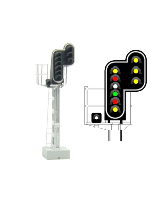 [MAFEN 413216  ] SNCF - Signal principal avec 10 LEDs (double jaune/rouge/blanc/vert/rouge/jaune/blanc + double jaune) échelle N MAFEN 413216