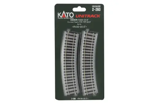 [Kato 2-260  ] H R430 - 22.5 Rail de courbe (4 ea) Kato 2-260    