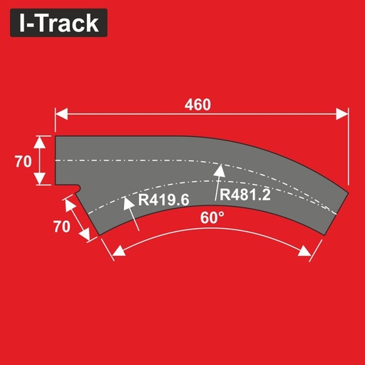 [HCT9673BY] H0 sous couche aiguillage courbe Ra419,6x70x5mm 2 pces  HCT9673BY I-Track France 