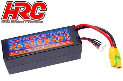 [HRC04462X] Accu - LiPo 4S - 14.8V 6200mAh 65C/110C - Hard Case - XT90AS 48x47x138mm HRC Racing HRC04462X
