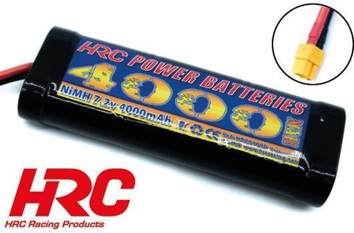 Accu - 6 cells - NiMH - 7.2V 4000mAh - Stick - XT60 - 130x45x25mm  HRC Racing - HRC01640X6