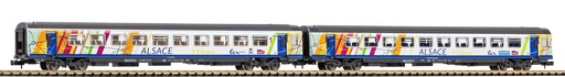 Coffret de deux voitures Corail ALSACE 1ère et 2ème classe de l'époque échelle N VI.Piko 94509