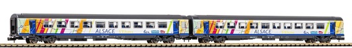 Coffret de deux voitures Corail ALSACE 2ème classe de l'époque VI échelle N Piko 94510