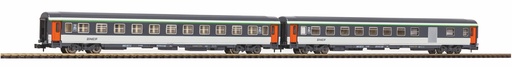 [Piko 94506] Coffret  composé d'une voiture de 2e classe et d'une voiture de 2e classe avec compartiment à bagages de la SNCF à l'époque IV/V. échelle N Piko 94506