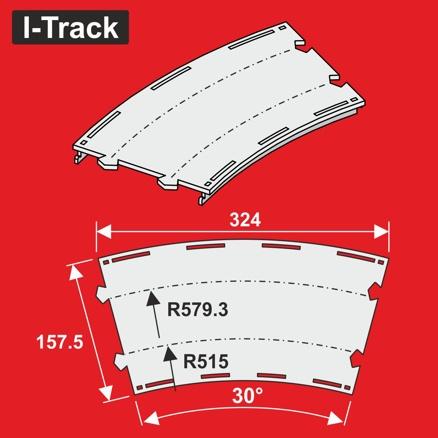 [MC24330D] Segment courbe H0  Märklin C.R515/579,3 mm 30° 6 pièces. MC24330D I-Track France 