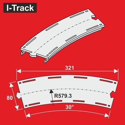 [MC24430] Segment courbe H0  Märklin C.R-579,3 mm 30° 6 pièces. MC24430 I-Track France 