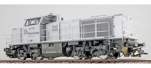 [31301] Locomotive diesel H0 G1000 DH 708 RheinCargo argentée Ep VI état réel vers 2018 son attelage de manœuvre DC/AC ESU  31301    