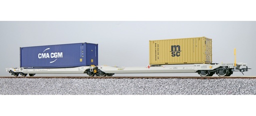 [36545] Taschenwagen H0 Sdggmrs 37 84 499 3 174-0 NL-AAEC Ep. VI Container CMAU 554986 + MEDU 183613 DC ESU  36545    