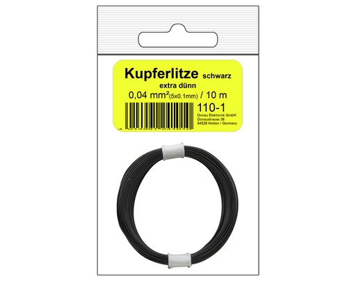 [DONAU  110-1SB ] DONAU 110-1SB - Toron de cuivre 0,04 mm² / 10 m noir - en sachet SB  