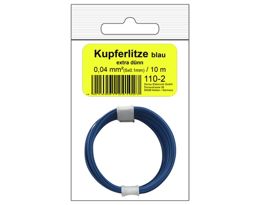 [DONAU  110-2SB ] DONAU 110-2SB - Toron de cuivre 0,04 mm² / 10 m bleu - en sachet SB  