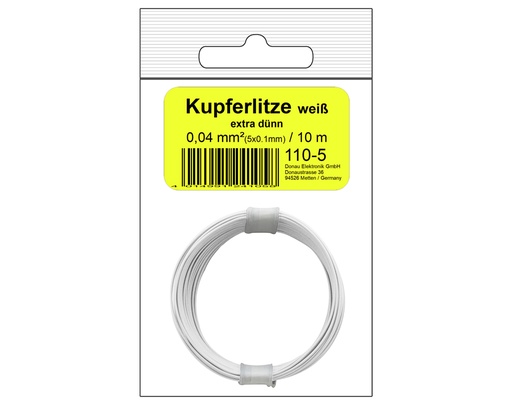 [DONAU  110-5SB ] DONAU 110-5SB - Toron de cuivre 0,04 mm² / 10 m blanc - en sachet SB  