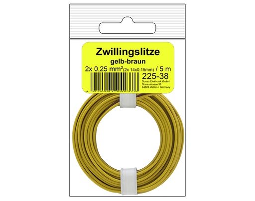[DONAU  225-38 ] DONAU 225-38 - Toron jumelé 0,25 mm² / 5 m jaune-brun  