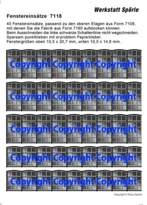 [Spoerle 7118] Spoerle 7118 - Inserts de fenÃªtre pour les Ã©tages supÃ©rieurs de l'usine, 45 piÃ¨ces - DIN A6